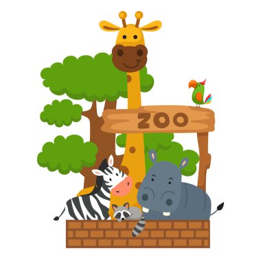 izole hayvan Hayvanat Bahçesi vektör çizimi