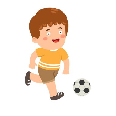 Tatlı çocuk futbol oynuyor.