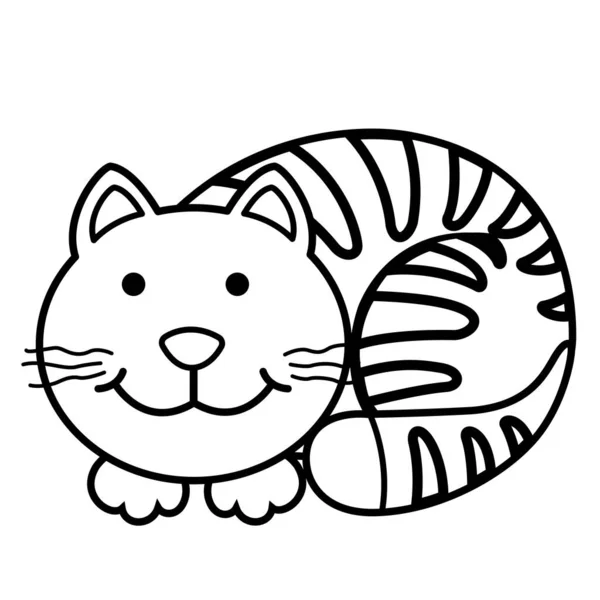 Ilustración Gato Blanco Negro — Vector de stock