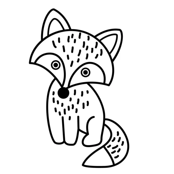 Illustration Black White Fox — Stock Vector