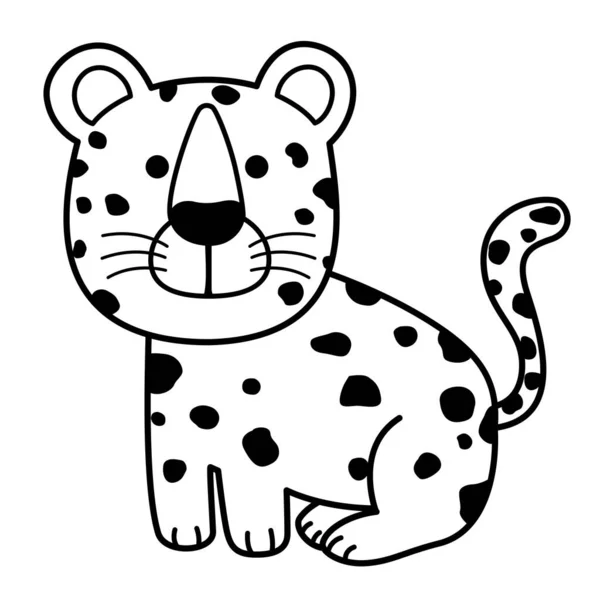 Illustrasjon Svart Hvit Jaguar Fargebok – stockvektor