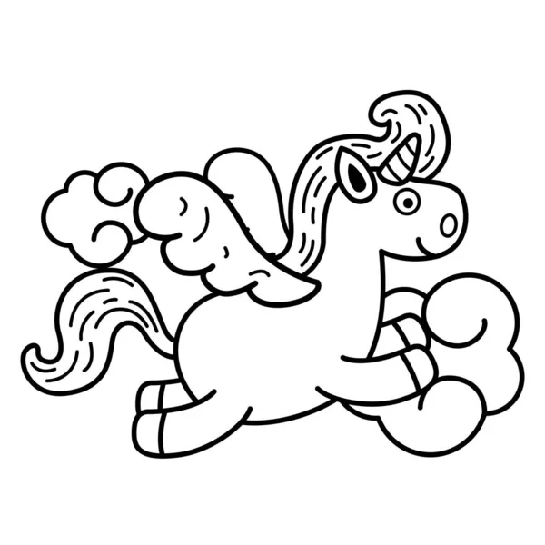 Illustrazione Unicorno Bianco Nero — Vettoriale Stock