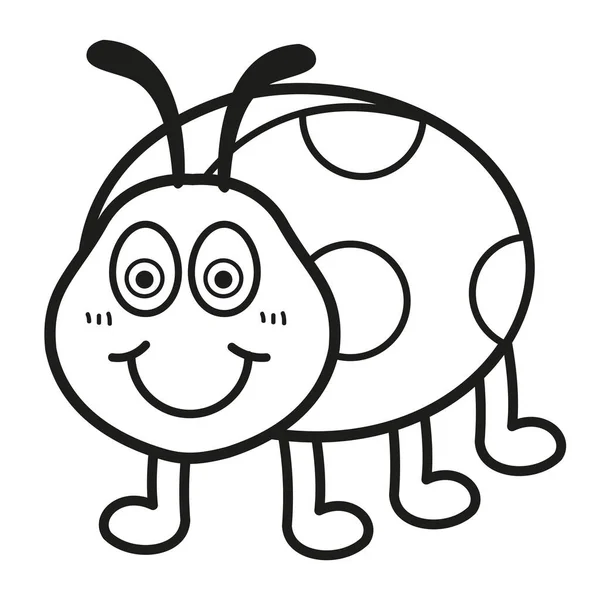 Illustration Black White Ladybug — Stock Vector