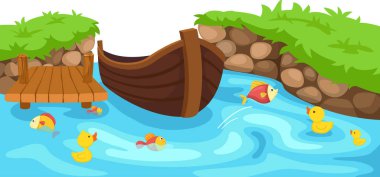 Nehir vektöründe çizim teknesi