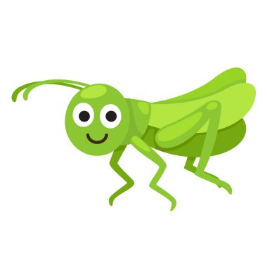 Arkaplan vektöründe yeşil çekirge çizgi filminin beyazı