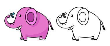 Renkli karikatür karakteri fili tasviri