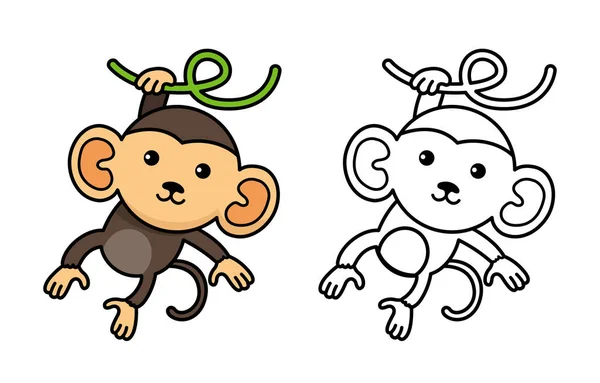 Illustration Colorful Cartoon Character Monkey — Stock Vector
