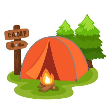 Ormanda çadırlı izole bir kamp resmi.