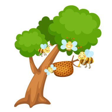 Beyaz arka planda izole edilmiş çizgi film arısı tasviri