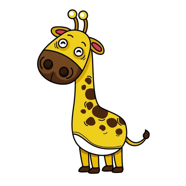 Illustrazione Del Carattere Della Giraffa Disegnata Mano Vettore — Vettoriale Stock