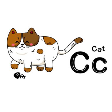 Görüntü İzole Edilmiş Hayvan Alfabesi C-Cat Harfi