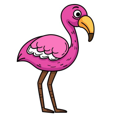 El çizimi flamingo karakter çizimi, vektör