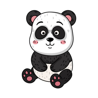 El çizimi panda karakteri çizimi, vektör