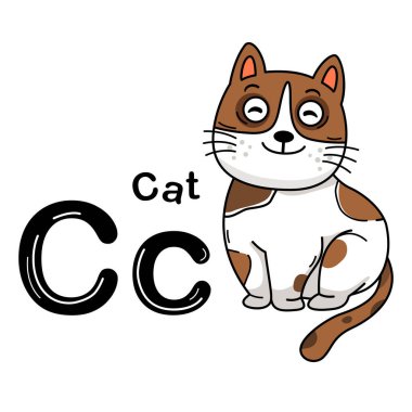 Görüntü İzole Edilmiş Hayvan Alfabesi C-Cat Harfi