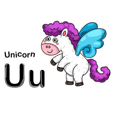 Görüntü Ayırıcı Hayvan Alfabesi U-Unicorn Harfi