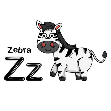 Görüntü Ayrı Hayvanlar Alfabesi Z-Zebra Harfi