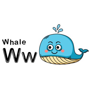 Resimlerde Ayrı Hayvanlar Alfabesi Harfi W-Balina