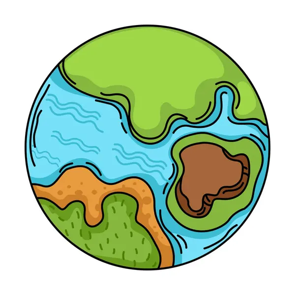 Иллюстрация Цветного Контура Земли Белый Фоновом Векторе Векторная Графика