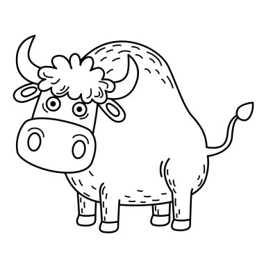 Arkaplan vektöründe renkli öküz anahatlarının çizimi