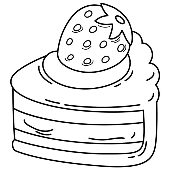 Иллюстрация Белого Контура Торта Фоновом Векторе Стоковый вектор