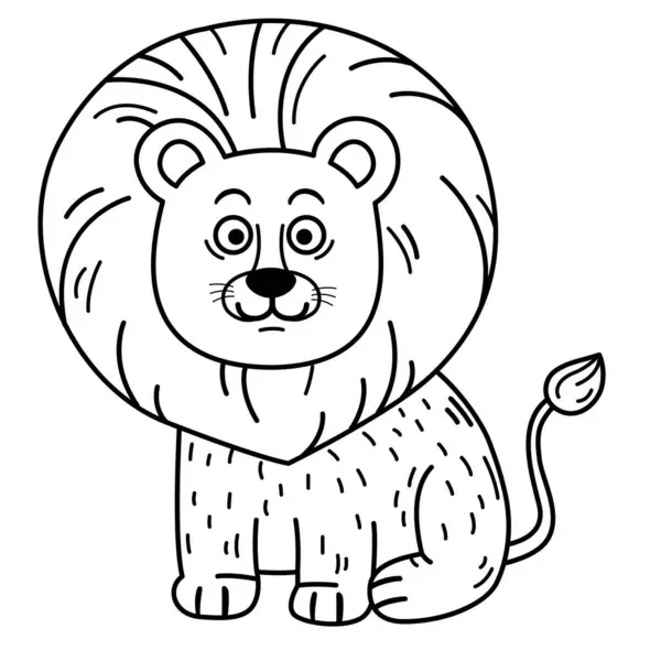 Hand Drawn Lion Character Illustration Vector — Stock Vector