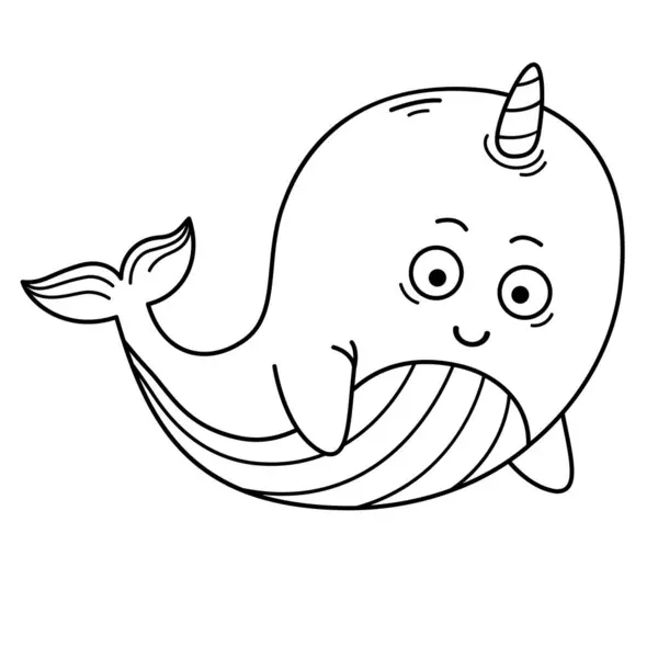 Hand Drawn Narwhal Character Illustration Vector 스톡 일러스트레이션