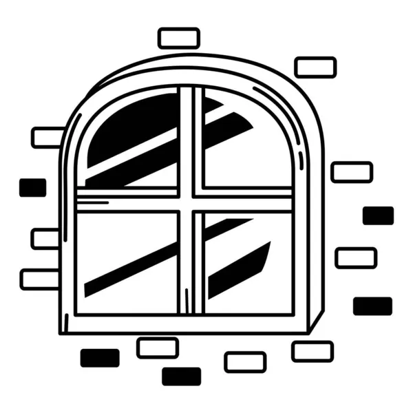 Απεικόνιση Λευκού Περιγράμματος Παραθύρου Στο Διάνυσμα Φόντου Εικονογράφηση Αρχείου