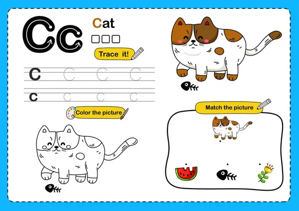 Ilustrace Izolované Zvířecí Abeceda Písmeno Kočka Royalty Free Stock Ilustrace