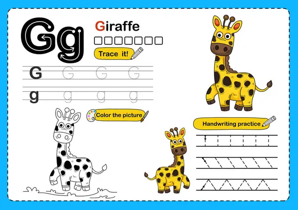 Ilustrace Izolované Písmeno Zvířecí Abecedy Žirafa Royalty Free Stock Ilustrace