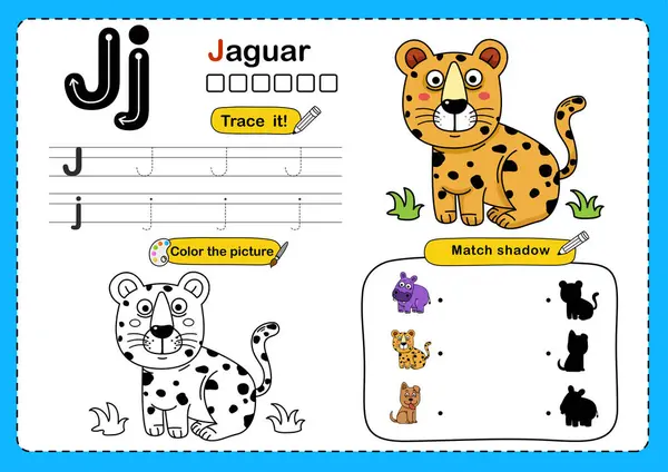 Ilustración Letra Aislada Del Alfabeto Animal Jaguar Ilustración de stock