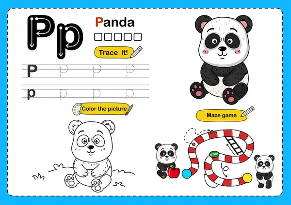 Illustrazione Alfabeto Animale Isolato Lettera Panda Illustrazioni Stock Royalty Free
