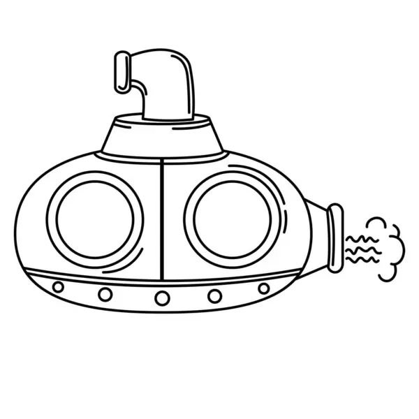 Ilustrace Obrysu Ponorky Bílé Pozadí Vektoru Stock Vektory