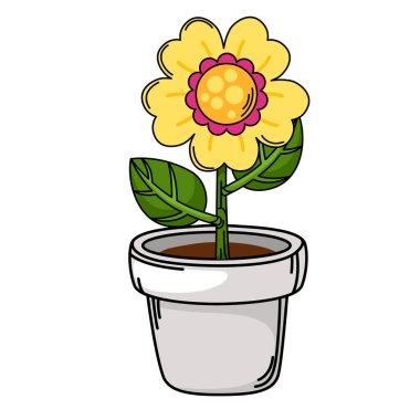 Beyaz arkaplan vektöründe izole edilmiş çiçek çizgisi çizimi