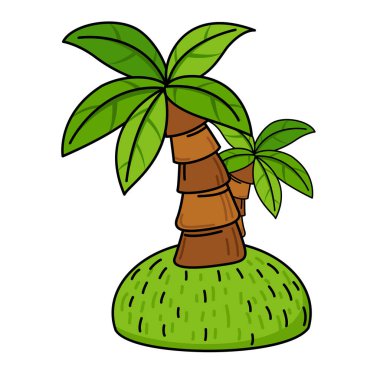 Beyaz arkaplan vektöründe izole edilmiş hindistan cevizi palmiyesi resmi