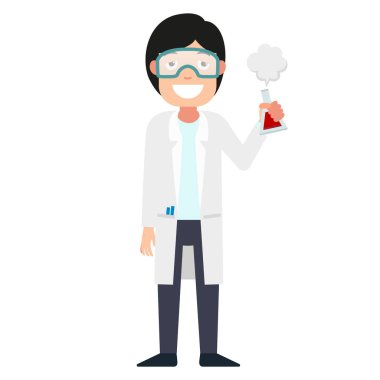 Beyaz arka planda profesyonel bilim adamı vektör çizimi