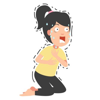 Genç kadın vektör illüstrasyonundan korkuyor