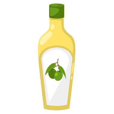 Beyaz arka planda zeytin yağı şişesinin çizimi
