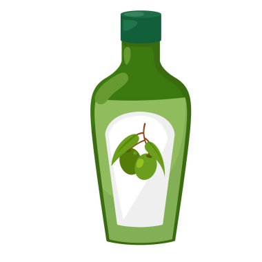 Beyaz arka planda zeytin yağı şişesinin çizimi