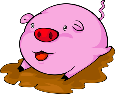 İzole edilmiş çizgi film domuzu çizimi