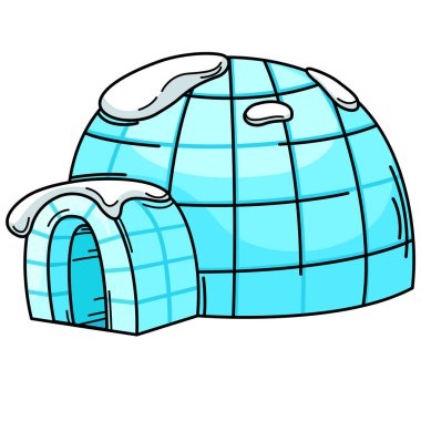 Arkaplan vektöründe igloo ana hatlarının çizimi