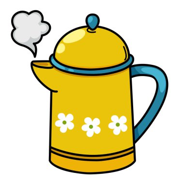 Beyaz arkaplanda çaydanlığın ana hatlarının çizimi