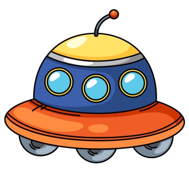 Arkaplan vektörü üzerindeki UFO ana hatlarının çizimi