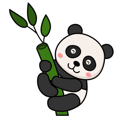 Beyaz arkaplandaki sevimli panda karakteri