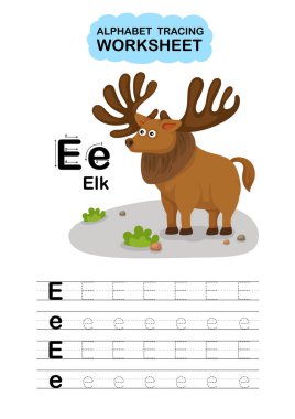 Görüntü Ayırıcı Hayvan Alfabesi Çalışma Kağıdı E-Geyik Harfi
