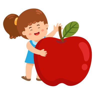 Elma vektörlü çocuk kız