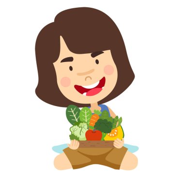 Mineral besin grubu olan bir kız.