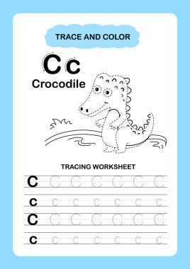 Görüntü Ayırıcı Hayvan Alfabesi İz ve Renk Harfi C-Timsah