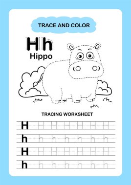 Görüntü Ayırıcı Hayvan Alfabesi İz ve Renk Harfi H-Hippo