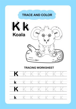 Görüntü Ayırıcı Hayvan Alfabesi İz ve Renk Harfi K-Koala