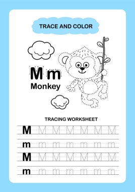 Görüntü Ayırıcı Hayvan Alfabesi İz ve Renk Harfi M-Maymun